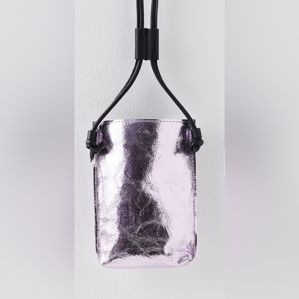 Free People Crossbody style, metallic leather fabrication, pouch design. - Picture 4 of 8